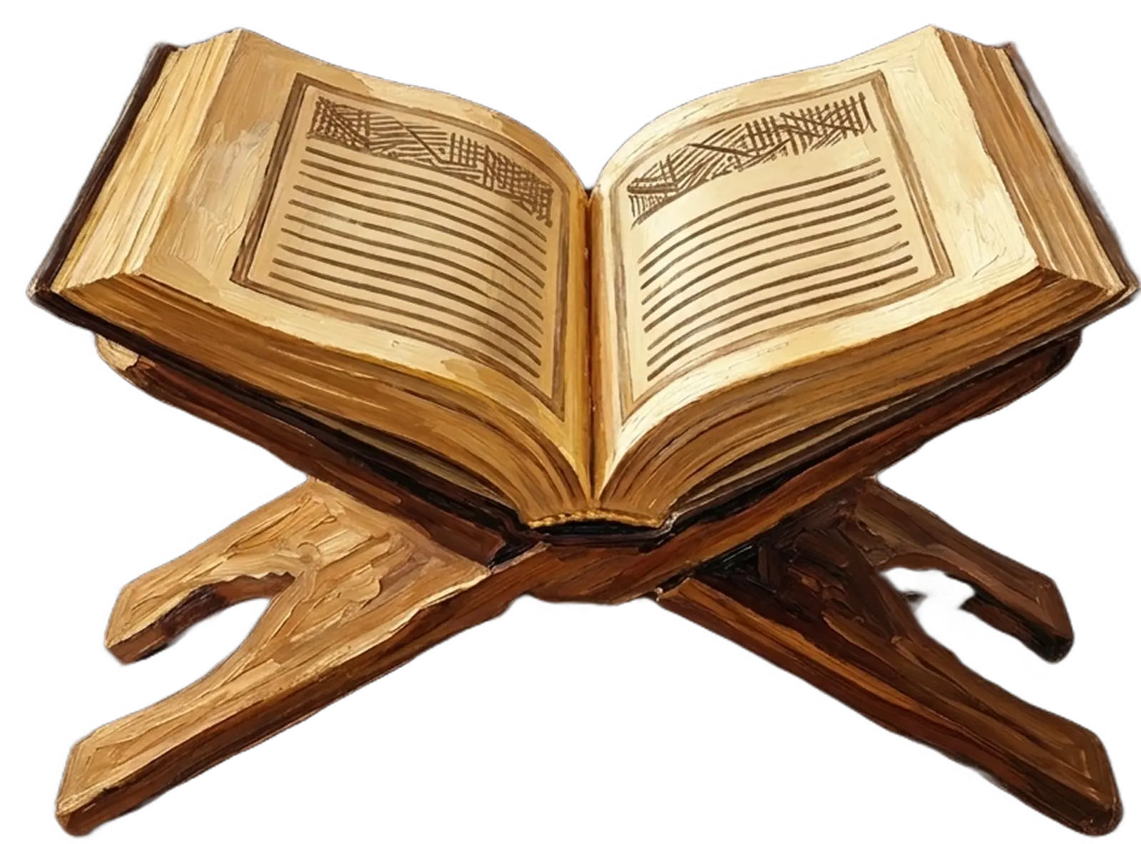 Qur’an ouvert sur un rahle en bois